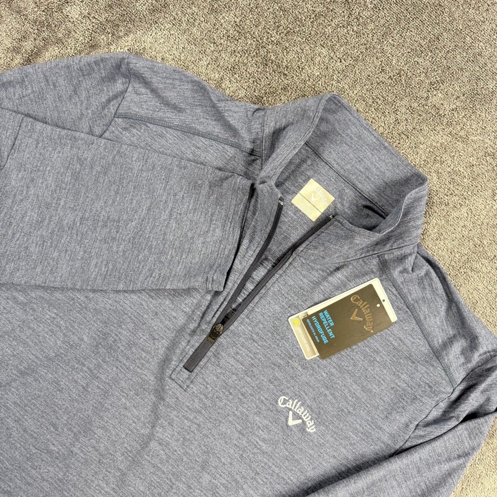 Callaway Mens XL Blue Heather Quarter Zip Water Repellent Golf Pullover NWT